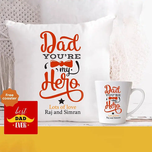 Personalized Fathers Day Cushion with Mug Combo